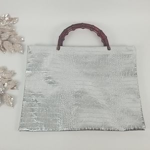 Silver metallic hand purse